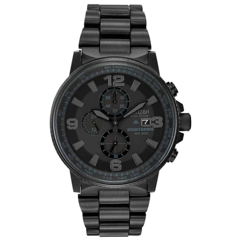 Men's Citizen Eco-Drive® Nighthawk Chronograph Black IP Watch with
