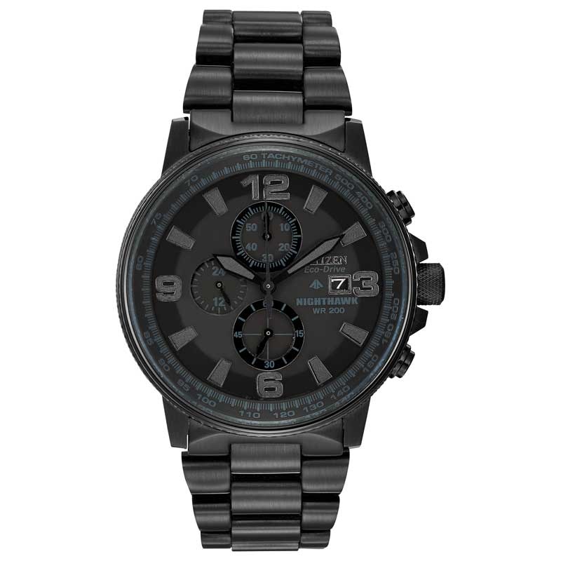 Main Image 1 of Men's Citizen Eco-Drive® Nighthawk Chronograph Black IP Watch with Black Dial (Model CA0295-58E)