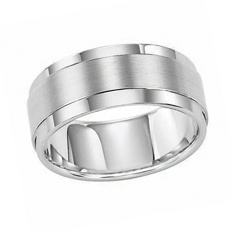 Main Image 1 of Triton Men's 9.0mm Comfort Fit White Tungsten Wedding Band
