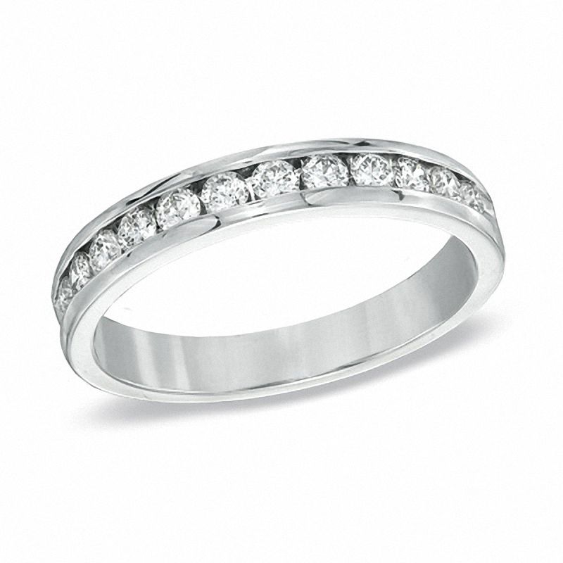 1/2 CT. T.W. Certified Diamond Anniversary Band in 18K White Gold (E/I1)