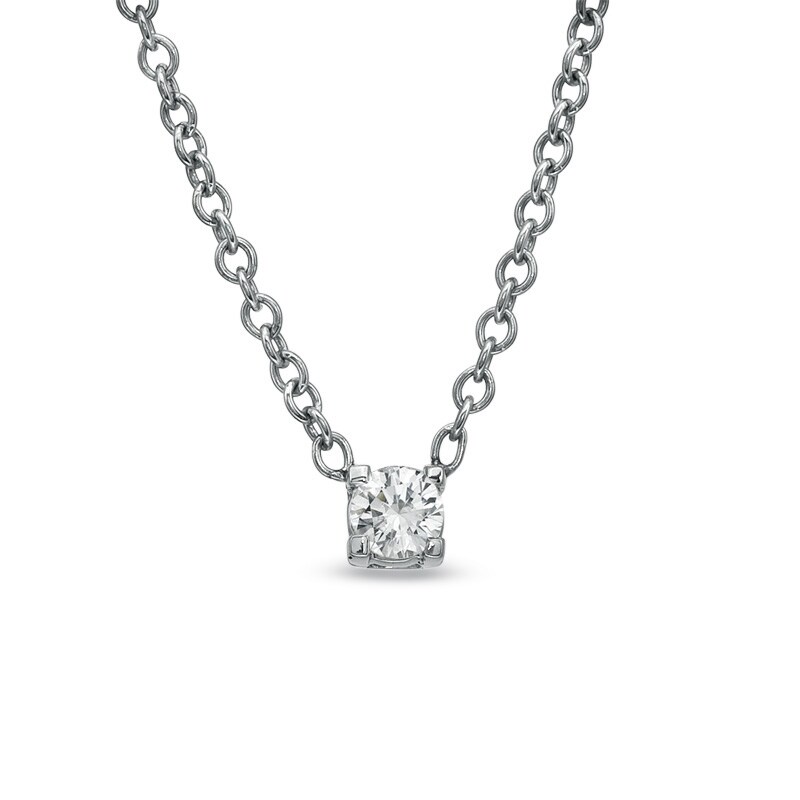 Main Image 1 of 1/7 CT. Certified Canadian Diamond Solitaire Necklace in 14K White Gold (I/I2)