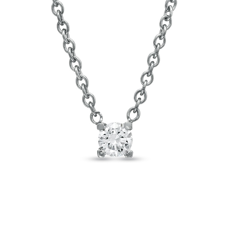 Main Image 1 of 1/3 CT. Certified Canadian Diamond Solitaire Necklace in 14K White Gold (I/I2)