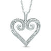 Thumbnail Image 0 of 1/20 CT. T.W. Diamond Curlique Heart Pendant in Sterling Silver