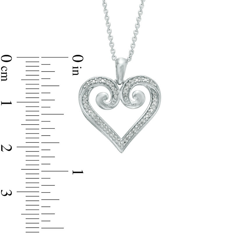 1/20 CT. T.W. Diamond Curlique Heart Pendant in Sterling Silver