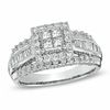 Thumbnail Image 0 of 1 CT. T.W. Princess-Cut Quad Diamond Frame Engagement Ring in 14K White Gold