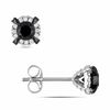 1 CT. T.W. Enhanced Black and White Diamond Frame Stud Earrings in 10K White Gold