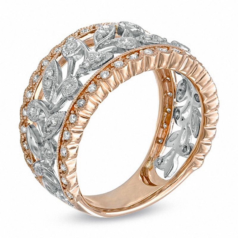 1/3 CT. T.W. Diamond Scalloped Vine Ring in 14K Two-Tone Gold