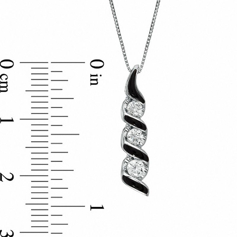 1/4 CT. T.W. Sirena™ Black Eyes Three Stone Pendant in 14K White Gold with Black Enamel