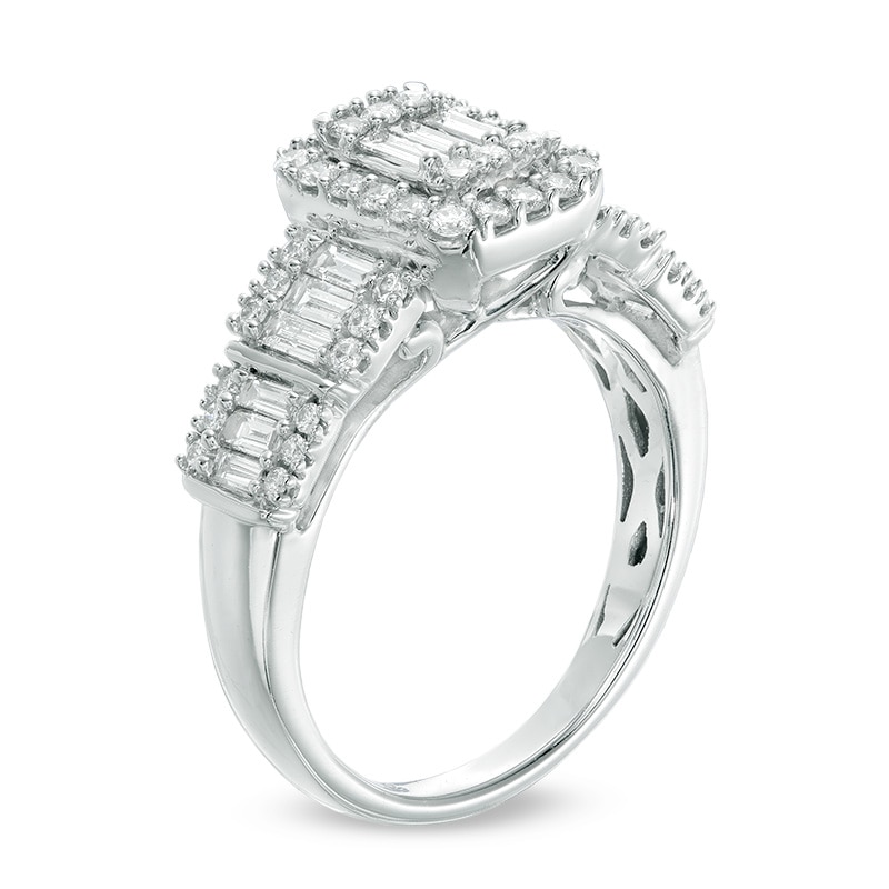Main Image 2 of 1 CT. T.W. Multi-Baguette Diamond Frame Ring in 14K White Gold