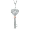 Thumbnail Image 0 of 1/8 CT. T.W. Diamond Heart Top Key Pendant in Sterling Silver and 10K Rose Gold