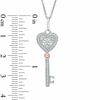 Thumbnail Image 1 of 1/8 CT. T.W. Diamond Heart Top Key Pendant in Sterling Silver and 10K Rose Gold