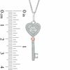 Thumbnail Image 2 of 1/8 CT. T.W. Diamond Heart Top Key Pendant in Sterling Silver and 10K Rose Gold