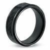 Men's 8.0mm Carbon Fiber Inlay Comfort Fit Black Titanium Wedding Band