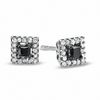 Thumbnail Image 1 of 1/5 CT. T.W. Princess-Cut Black Diamond Frame Stud Earrings in 10K White Gold