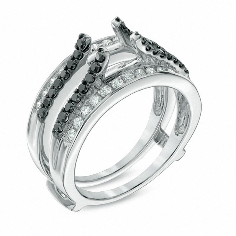 Main Image 2 of 3/4 CT. T.W. Enhanced Black and White Diamond Solitaire Enhancer in 14K White Gold