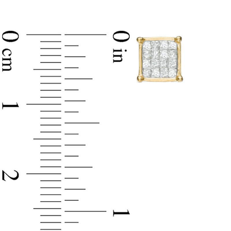 Main Image 2 of 1/3 CT. T.W. Princess-Cut Composite Diamond Square Stud Earrings in 14K Gold