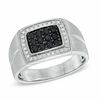 Thumbnail Image 0 of Men's Black Sapphire and 1/6 CT. T.W. Diamond Ring in Sterling Silver