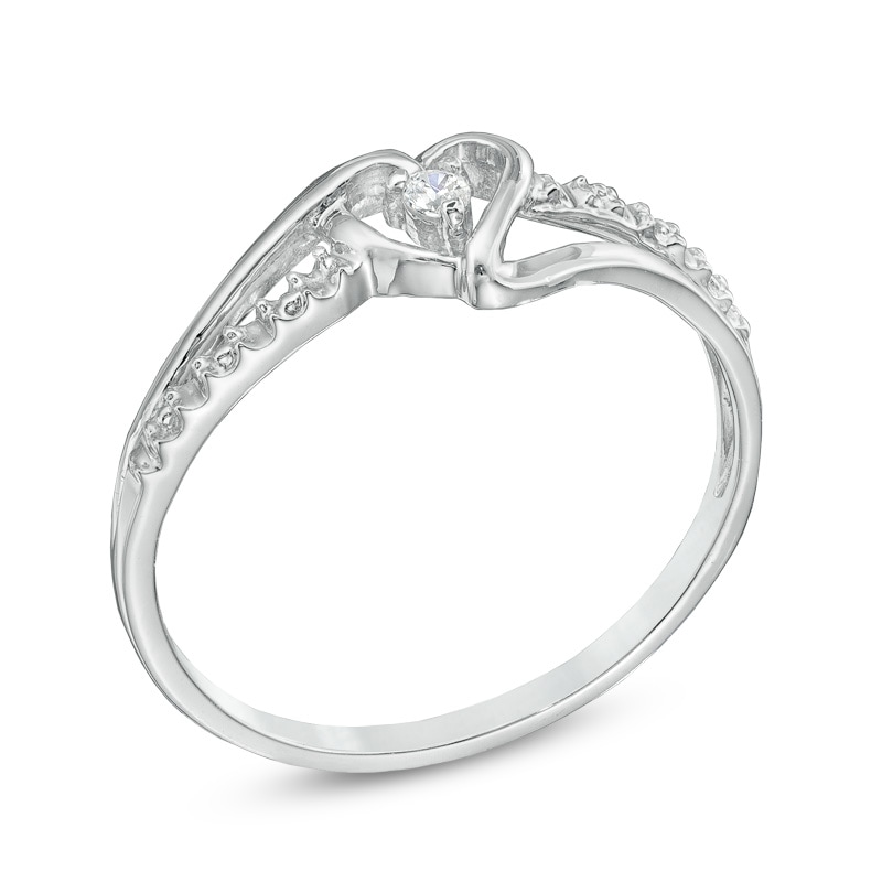 Main Image 2 of Diamond Accent Split Shank Heart Promise Ring in 10K White Gold