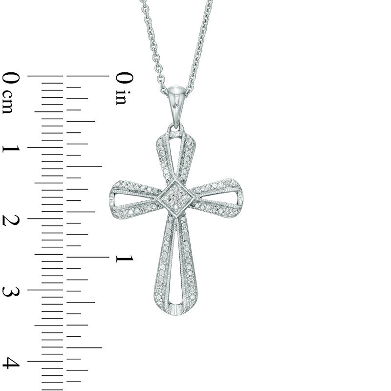 Main Image 2 of 1/20 CT. T.W. Composite Diamond Cross Pendant in Sterling Silver