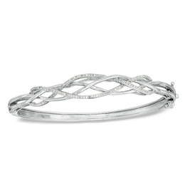 1/4 CT. T.W. Diamond Loose Braid Bangle in Sterling Silver
