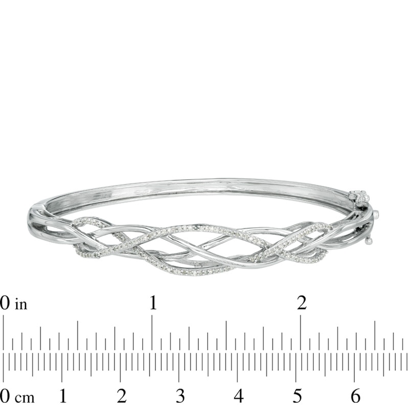 Main Image 2 of 1/4 CT. T.W. Diamond Loose Braid Bangle in Sterling Silver