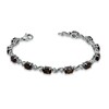 Thumbnail Image 2 of Oval Smoky Quartz and Diamond Accent Swirl Bracelet in Sterling Silver - 7.25"