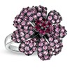 Thumbnail Image 1 of Lab-Created Pink Sapphire and Ruby Flower Ring in Sterling Silver