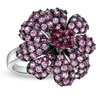 Thumbnail Image 0 of Lab-Created Pink Sapphire and Ruby Flower Ring in Sterling Silver