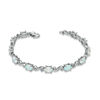 Thumbnail Image 1 of Oval Lab-Created Opal and Diamond Accent Swirl Bracelet in Sterling Silver - 7.25"