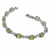 Thumbnail Image 2 of Oval Peridot and Diamond Accent Bracelet in Sterling Silver - 7.25&quot;