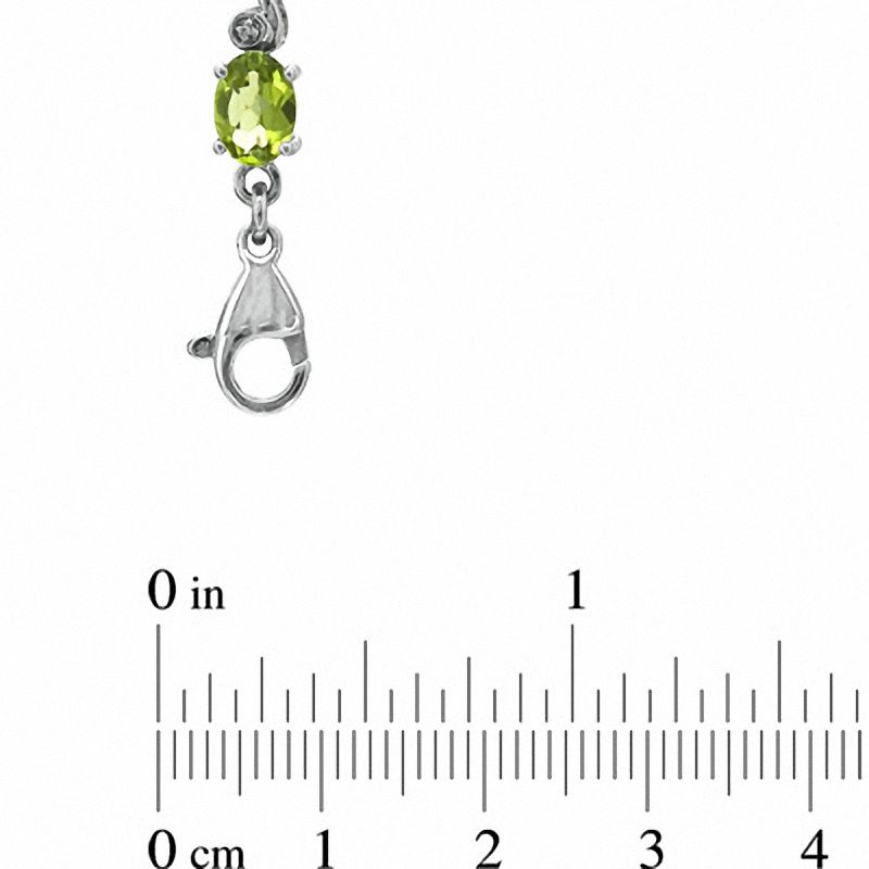 Main Image 3 of Oval Peridot and Diamond Accent Bracelet in Sterling Silver - 7.25&quot;