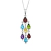 Thumbnail Image 0 of Multi Semi-Precious Pear-Shaped Gemstone Chandelier Pendant in Sterling Silver