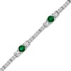 Thumbnail Image 1 of Lab-Created Emerald and White Topaz Line Bracelet in Sterling Silver - 7.25"