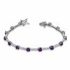 Thumbnail Image 2 of Amethyst and White Topaz Bracelet in Sterling Silver - 7.25"