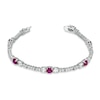Thumbnail Image 2 of Lab-Created Ruby and White Topaz Line Bracelet in Sterling Silver - 7.25"