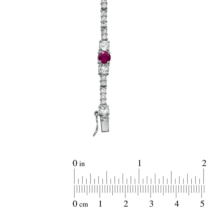 Main Image 3 of Lab-Created Ruby and White Topaz Line Bracelet in Sterling Silver - 7.25"
