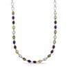 Thumbnail Image 1 of Multi Semi-Precious Oval Gemstone and Lab-Created White Sapphire Necklace in Sterling Silver