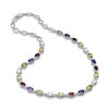 Thumbnail Image 2 of Multi Semi-Precious Oval Gemstone and Lab-Created White Sapphire Necklace in Sterling Silver