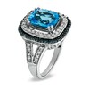 Thumbnail Image 1 of Blue Topaz, Lab-Created White Sapphire and 1/8 CT. T.W. Enhanced Blue Diamond Frame Ring in Sterling Silver