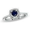 Thumbnail Image 0 of 5.0mm Sapphire and Diamond Accent Square Frame Ring in 14K White Gold