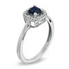 Thumbnail Image 1 of 5.0mm Sapphire and Diamond Accent Square Frame Ring in 14K White Gold