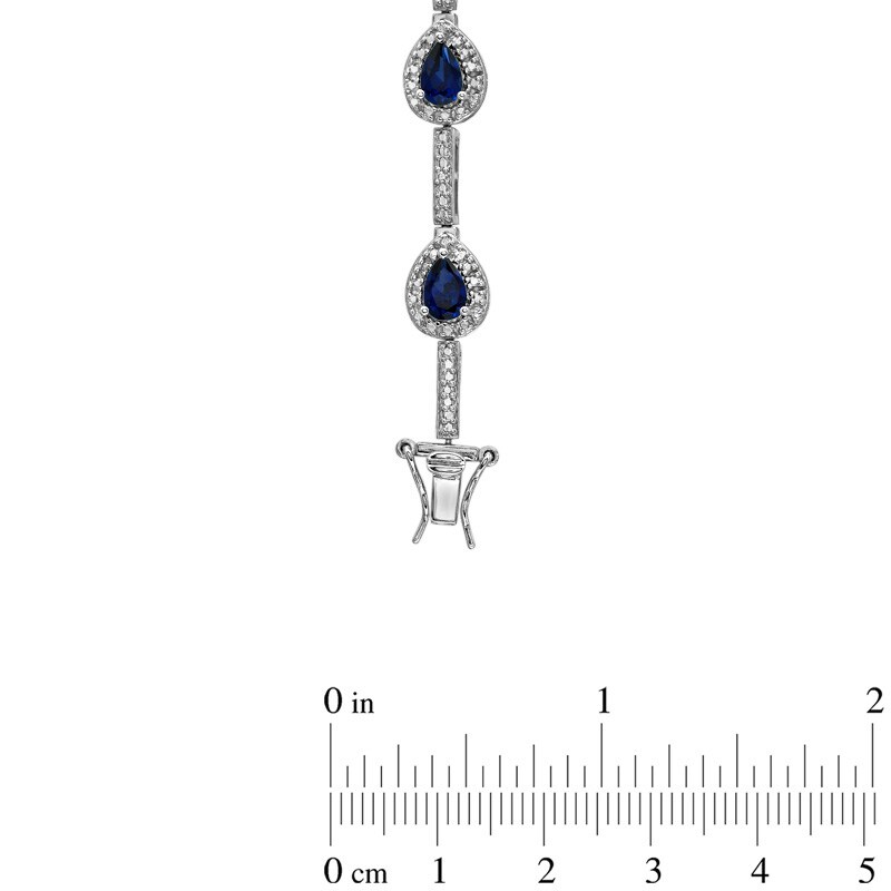 Pear-Shaped Lab-Created Sapphire and Diamond Accent Bracelet in Sterling Silver - 7.25"