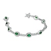 Thumbnail Image 2 of Pear-Shaped Lab-Created Emerald and Diamond Accent Bracelet in Sterling Silver - 7.25"