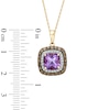 Thumbnail Image 1 of 8.0mm Cushion-Cut Amethyst, Smoky Quartz and Diamond Accent Pendant in 14K Gold