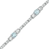 Thumbnail Image 1 of Aquamarine and White Topaz Line Bracelet in Sterling Silver - 7.25"
