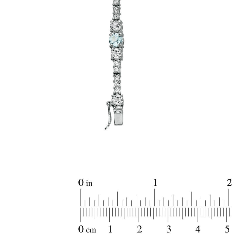 Main Image 3 of Aquamarine and White Topaz Line Bracelet in Sterling Silver - 7.25"