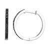 1/7 CT. T.W. Black Diamond Milgrain Hoop Earrings in 10K White Gold