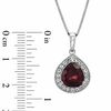 Thumbnail Image 2 of Pear-Shaped Garnet and Lab-Created White Sapphire Frame Pendant in Sterling Silver