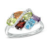 Thumbnail Image 1 of Multi-Gemstone and Lab-Created White Sapphire Ring in Sterling Silver