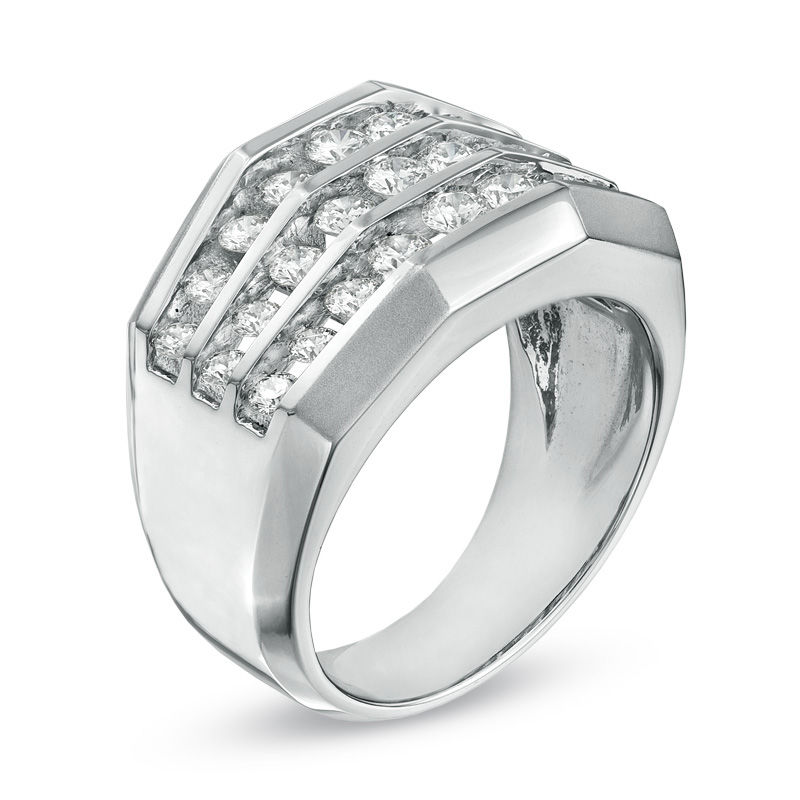 Men's 1-3/4 CT. T.W. Diamond Three Row Ring in 10K White Gold